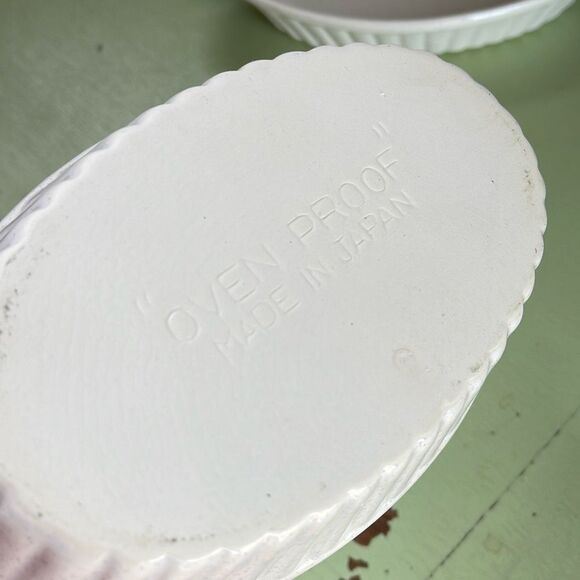 Oven proof made in Japan stoneware Au Gratin dish speckled set of 3. Midcentury - Picture 4 of 12